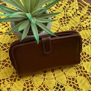 Rosetti Brown Faux Leather zip checkbook Wallet